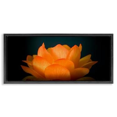 Imagem de Stupell Industries Arte de parede em tela flutuante dourada de lótus laranja brilhante, design de Phillip Flowers, 35,5 x 78,5 cm