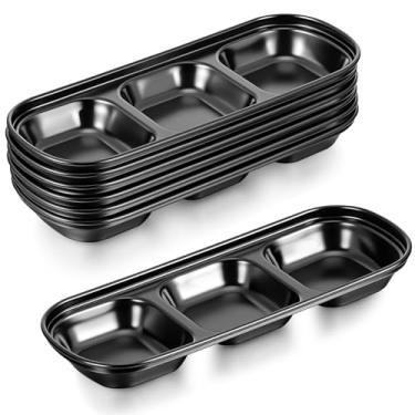 Imagem de Vesici 6 bandejas de aço inoxidável esteticistas para servir com 3 compartimentos, tigelas organizadoras de salão de beleza, ferramenta facial para pincéis, resistente à ferrugem, fácil de limpar