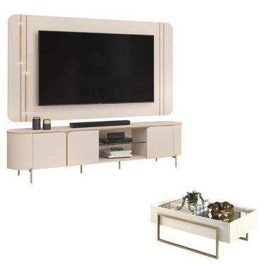 Imagem de Rack Bancada com Painel Ariana e Mesa de Centro Suri Off White  DJ Móv