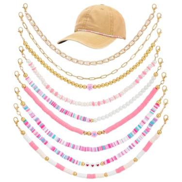 Imagem de PH PandaHall 9 peças de correntes de chapéu de caminhoneiro, decorações de chapéu de ouro rosa a granel 26,9 a 27 cm, joias para chapéus, bonés de beisebol, viagens à praia, festas, roupas diárias