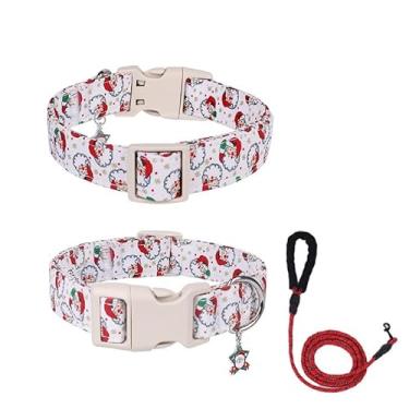 Imagem de Coleira ajustável para cães de Natal com design de Papai Noel e rena - Fivela durável para roupas de Natal para cães (P)