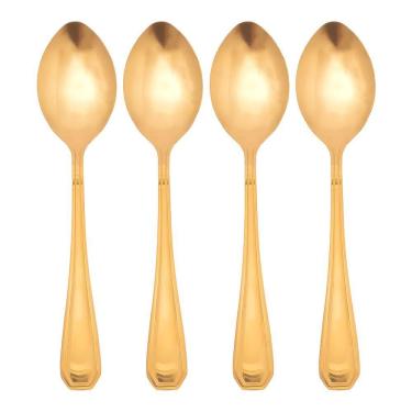 Imagem de Jogo 4 Colheres Dourada De Mesa Sopa Jantar Victoria Gold Inox Fratelli
