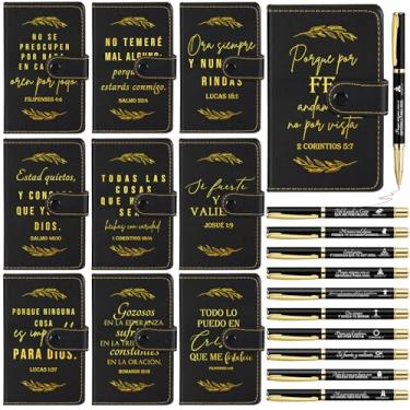 Imagem de Spakon 20 conjuntos de canetas de caderno de couro para estudo da Bíblia em massa, diário de oração, presentes de igreja, lembrancinhas de festa religiosa, bloco de notas de escrituras para mulheres e