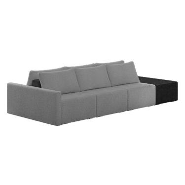 Imagem de Sofá Ilha Modular Living Com Puff 312cm Georgia K04 Bouclê Grafite/preto - Mpozenato