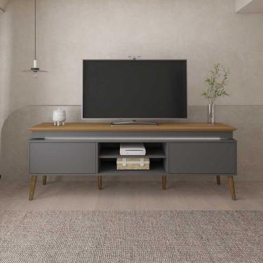 Imagem de Rack Grafite/carvalho Para Tvs De Até 75" Tampo C/ Bordas