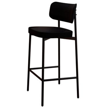 Imagem de Banqueta Alta Bar Estofada Ella M25 Linho Preto - Mpozenato