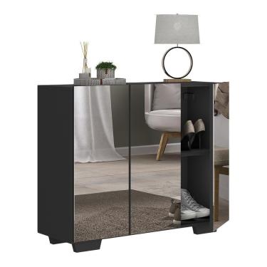 Imagem de Sapateira Com Espelho 3 Portas Nina Multimóveis V6023 Preta Preto