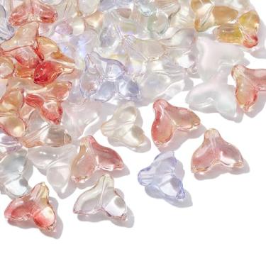 Imagem de KitBeads 100 contas aleatórias de vidro cauda de peixe vida marinha mar praia oceano contas coloridas cauda de sereia contas para fabricação de joias a granel