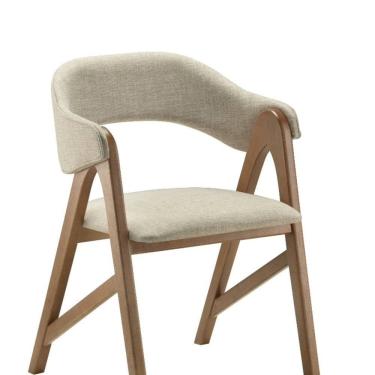 Imagem de Cadeira para Sala de Jantar em Madeira Maciça Pérola Amêndoa/Off White