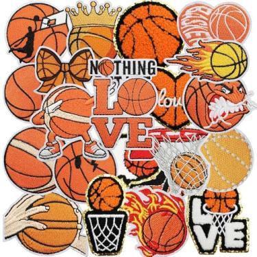 Imagem de 22 peças de remendos bordados de basquete com aplicação de ferro para esportes, adesivos decorativos, passar a ferro/costurar para roupas, camisetas, roupas, vestido, chapéu, mochilas, jeans, calças