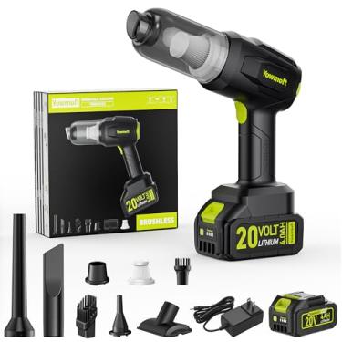 Imagem de YOWMOFT Aspirador de pó portátil 3 em 1 para carro, sem fio, com sucção forte de 21000pa, kit portátil sem fio e soprador com motor sem escovas de 200 W, mini aspirador de pó para carro, casa