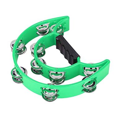 Imagem de XUXHOU Instrumento de Percussão de Pandeiro Com Jingles de Fileira Dupla para Exercícios de Coordenação Ocular, Crianças e Família (Verde)