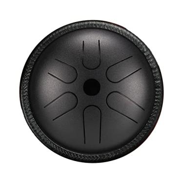 Imagem de barenx Tambor de língua de metal, 6 notas, percussão de 13 cm, instrumento musical vazio para viagem e lazer com mallets - tinta preta