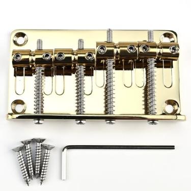 Imagem de OVSAL Ponte para baixo elétrico de aço inoxidável de 20 mm (25/81.3 cm), espaçamento de cordas, ponte fixa de 4 cordas compatível com peças de reposição para baixo de 4 cordas Fender Jazz Precision