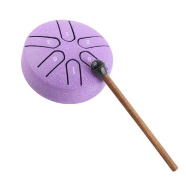 Imagem de Cryfokt Tambor Handpan Distintivo Mini 6 Notas Tambor de Língua para Mente Calmante, Som Claro para Músicos, Aço Carbono e Madeira Maciça (Roxo)
