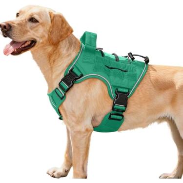 Imagem de Peitoral tático resistente para cães grandes, colete refletivo ajustável sem puxão com sistema Molle, controle de nível militar K9 para treinamento de serviço, atividades ao ar livre e mais de 10