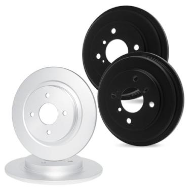 Imagem de R1 Concepts Rotor de freio a disco e conjunto de tambor dianteiro e traseiro Toyota Corolla 1970-1974