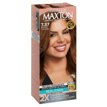 Imagem de Coloração Creme Cobertura Total 7.37 Marrom Caramelo 50g + 30vol Maxton Nanoprocolor