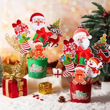 Imagem de Kathfly 6 Set Christmas Gift Card Bouquet Kit, Christmas Flower DIY Card Bouquet Crafts, Xmas Thank You Gifts Ornaments Bulk for Party Favors