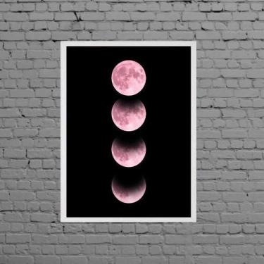 Imagem de Quadro Fotografia Fases Da Lua Rosa 45X34Cm - Com Vidro - Quadros On-L