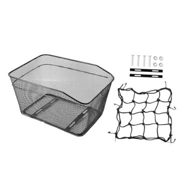Imagem de harayaa Cesto traseiro para bicicleta, bagageiro de metal para bicicleta, suporte para bagagem, para ciclismo, esportes e atividades ao ar livre.