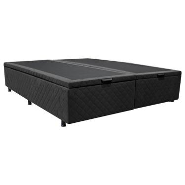 Imagem de Base Box Baú Para Cama Casal King 192x203cm Bipartido Liz S05 Suede Bordado Preto - Mpozenato
