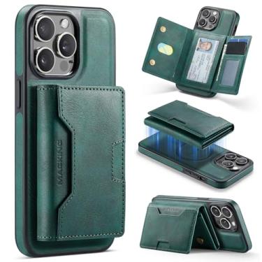 Imagem de DG.MING Capa carteira para iPhone 13 Pro Max, suporte magnético destacável 2 em 1 com bloqueio RFID (7 compartimentos para cartão), compatível com MagSafe, suporte, couro PU + design TPU à prova de
