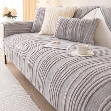 Imagem de Capas de sofá de pelúcia felpudas para cães, macia, antiderrapante, seccional, protetor de sofá para crianças, animais de estimação, cinza 110 x 110 cm