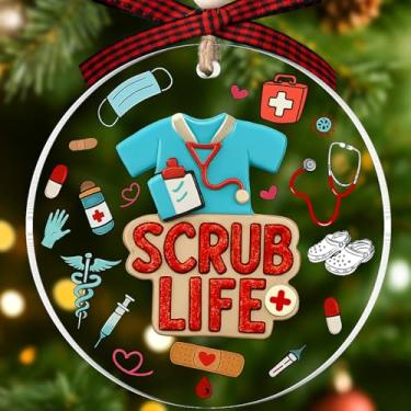 Imagem de Ornamento de enfermeira – Ornamento de enfermeira para árvore de Natal para enfermeiras, mulheres – presente de formatura de escola de enfermagem - Decoração de vida - Ornamentos de acrílico