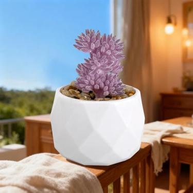 Imagem de Planta suculenta artificial em vaso decorativo, suculenta falsa realista para decoração de casa, escritório e jardim, planta interna de fácil manutenção