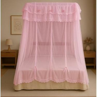 Imagem de Mosquiteiro Palácio Sem Armação Casal/Queen – Renda Volta ao Mundo, Modelo Luxo 3B | Leve, Elegante e Fácil de Instalar(rosa)