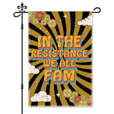 Imagem de Xipromi Bandeira de jardim In The Resistance We All Fam, bandeira de jardim de arte pop engraçada para fora, bandeira liberal de igualdade de justiça social, resistência política, decoração de varanda