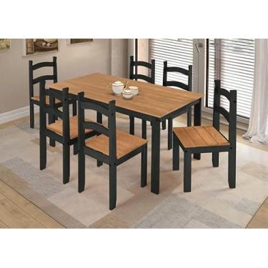 Imagem de Conjunto Mesa de Jantar 6 Lugares com 6 Cadeiras em Madeira Maciça Preto com Mel – Arte e Estilo