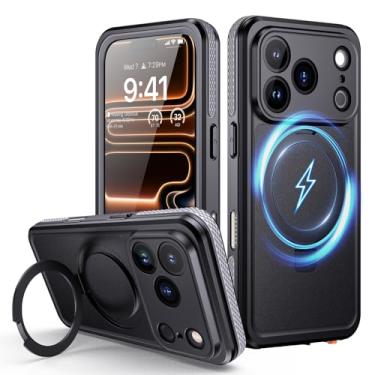 Imagem de Lanhiem Capa magnética à prova d'água para iPhone 17 Pro Max, à prova de poeira, protetor de tela e câmera, [suporte invisível] [apto para MagSafe] Capa subaquática resistente de corpo inteiro de 6,9