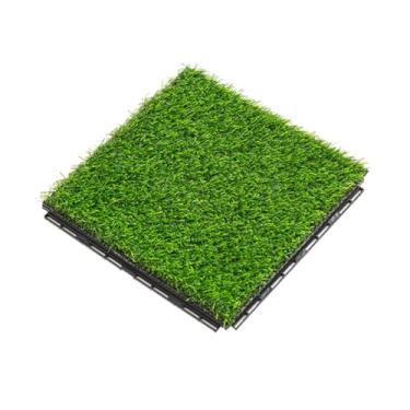 Imagem de SPXMQSS Decking composto, azulejos de plástico para decks de jardim, azulejos de piso interligados de relva verde, para jardim de pátio interno externo 30 x 30 cm 22 peças