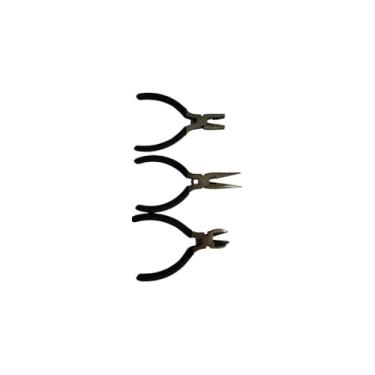 Imagem de Jogo 3 Mini Alicates 4,5 Polegadas, Aço Carbono, Cor Preta, Bico Meia Cana, Corte Diagonal e Universal, 200g