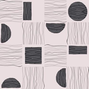 Imagem de CRE8TIVE Papel de parede geométrico abstrato linha círculo semicírculo retangular quadrado preto bege papel de contato para armários realce paredes 30,5 x 299,7 cm papel de parede geométrico