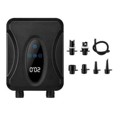 Imagem de Bomba portátil para prancha de remo Paddle Board Compressor elétrico alta pressão 20PSI com modos duplos inflação e desinflação display digital função parada automática 6 bicos barco inflável piscina