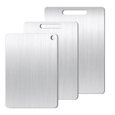 Imagem de Conjunto de 1 tábua de corte de titânio, 38 x 29 cm, tábuas de corte de titânio para cozinha, tábua dupla face de metal de grau alimentício para cozinha, balcão de cozinha, vegetais, frutas