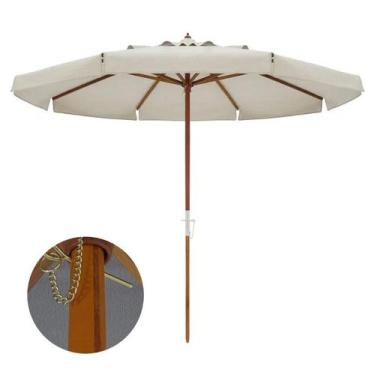 Imagem de Ombrelone Bagum Madeira 2,4m Guarda Sol Praia Piscina Camping Positano