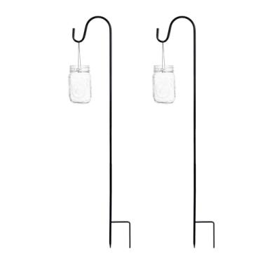 Imagem de 2 conjuntos de potes de vidro pendurados com alças de cabide, ganchos de pastores, 473 ml, suporte de vela para decoração de corredor de casamento ao ar livre no Natal