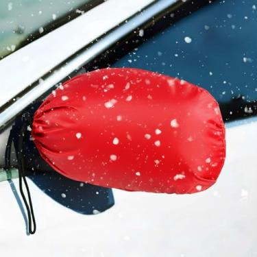 Imagem de Frienda 2 peças capa de espelho retrovisor lateral capa de proteção traseira automotiva espelho de neve gelo acessórios traseiros tamanho universal para carros (vermelho)