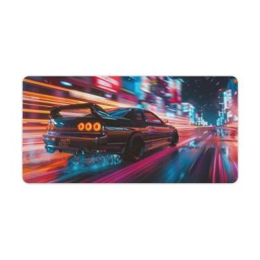Imagem de Tapete de mouse JDM Car R32 Speed Driving Neon Light Track Cool Large Gaming Base de borracha antiderrapante Tapete de mesa para laptop, acessórios de computador, suprimentos para escritório, casa, 30