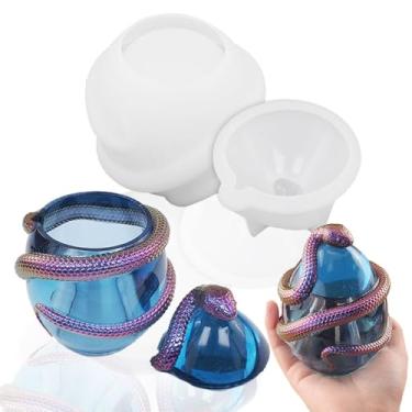 Imagem de SWUAVD Moldes em forma de ovo de cobra, 1 pote de ovo de resina de silicone e molde epóxi com tampa para caixa de armazenamento de joias faça você mesmo, recipiente de doces, decoração de casa