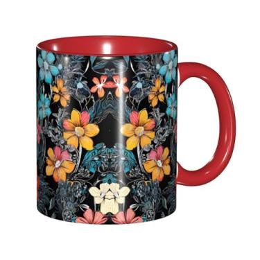 Imagem de Zeraoke Canecas de café criativas com estampa azul floral, personalizadas, presente para família, tamanho de 325 ml, unissex