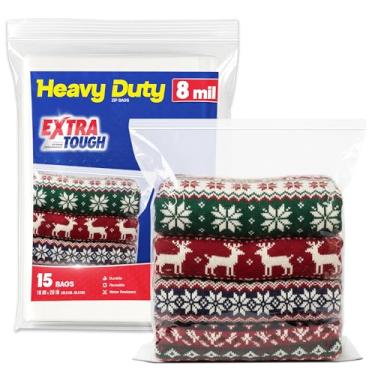 Imagem de Sacos de armazenamento com fecho de zíper resistente, plástico extra grosso de 8 mm, armazenamento grande, zíper grosso, poliéster reutilizável, tampa de vedação com zíper para mochilas, roupa de cama