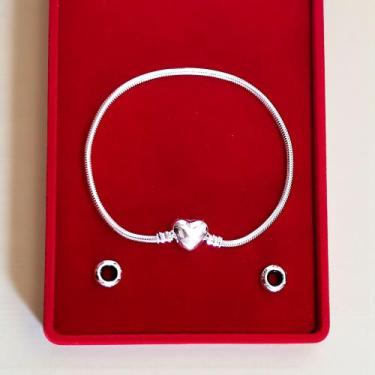 Imagem de kit Pulseira de Prata 925 e 2 Berloques de Trava de Segurança - Mymo J