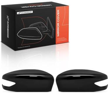 Imagem de A-Premium 2 peças de tampas de espelho retrovisor do lado do motorista e do passageiro - compatível com Nissan Altima 2013-2018, Sentra 2013-2019 - preto liso, com furo de seta