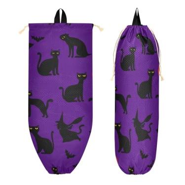 Imagem de xigua Suporte de parede para saco de plástico de Halloween com cordão 1 pacote, organizador de sacolas de supermercado reutilizável para bolsas, meias, roupas íntimas e gravatas