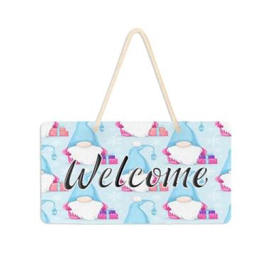 Imagem de Burbuja Placa de boas-vindas de gnomos para porta da frente, placa de boas-vindas de PVC para decoração de férias de casa de fazenda, 15 x 28 cm